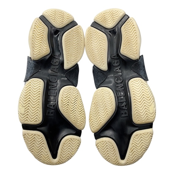 BALENCIAGA BEIGE / BLACK MESH AND HONEYCOMB MESH WOMEN'S TRIPLE S SNEAKERS - Picture 7 of 9